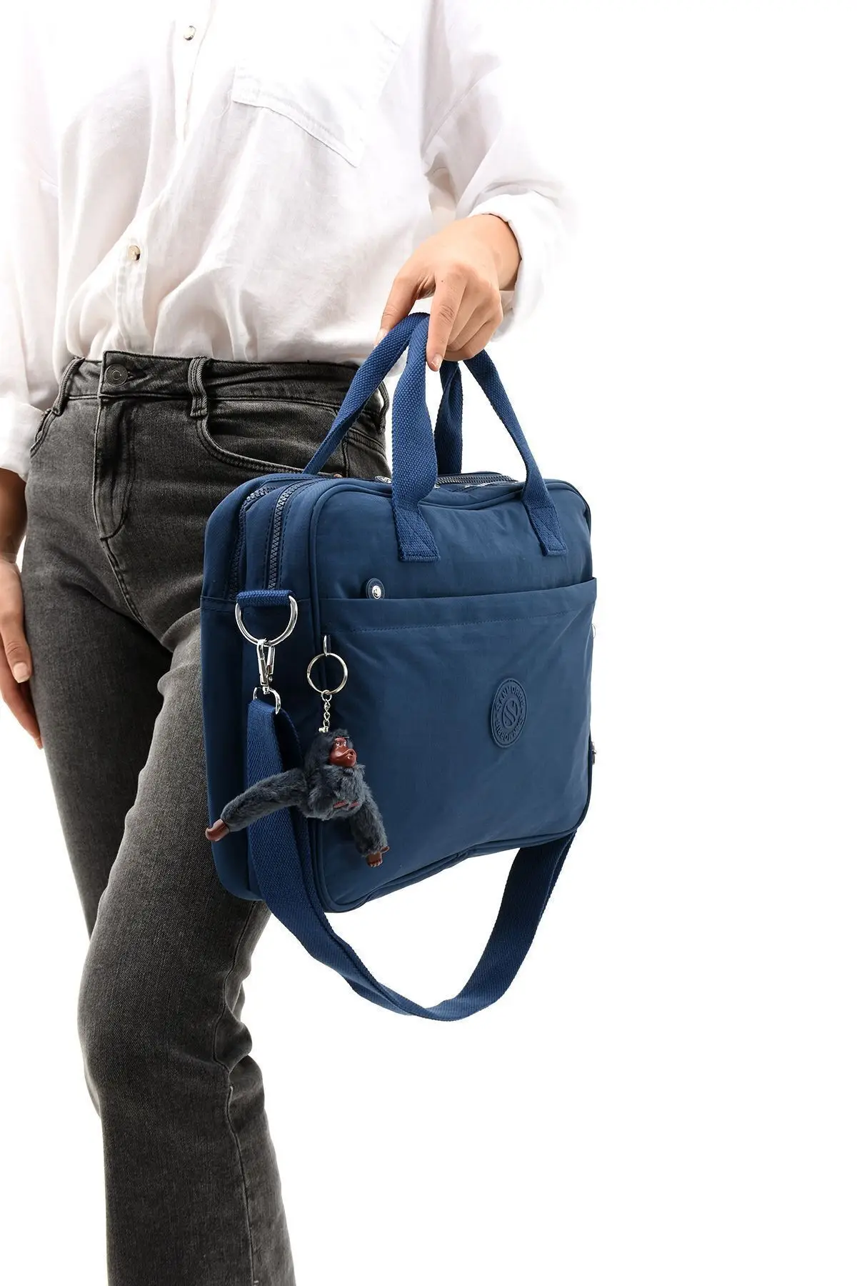 Unisex Klinkır Suya Dayanıklı Lacivert Renkli Laptop Bölmeli Çapraz Askılı Evrak Ve Laptop Çantası