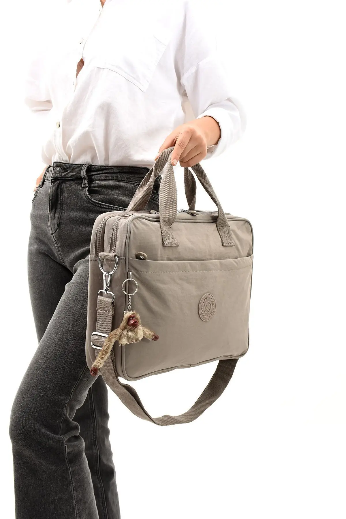 Unisex Klinkır Vizon Renkli Suya Dayanıklı Laptop Bölmeli Çapraz-el Askılı Evrak Ve Laptop Çantası