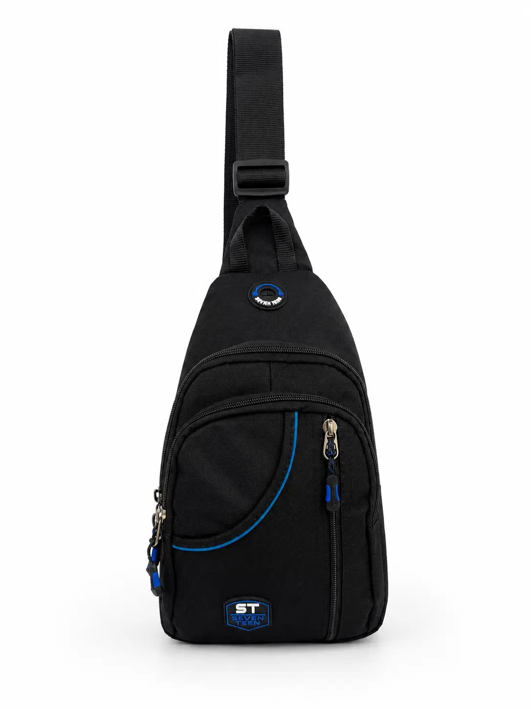 Unisex Spor Çok Bölmeli Çapraz Askılı Body Bag - SİYAH-MAVİ