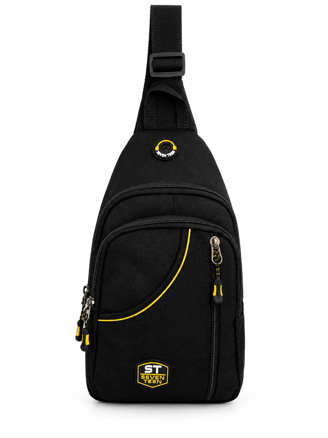 Unisex Spor Çok Bölmeli Çapraz Askılı Body Bag - SİYAH-SARI