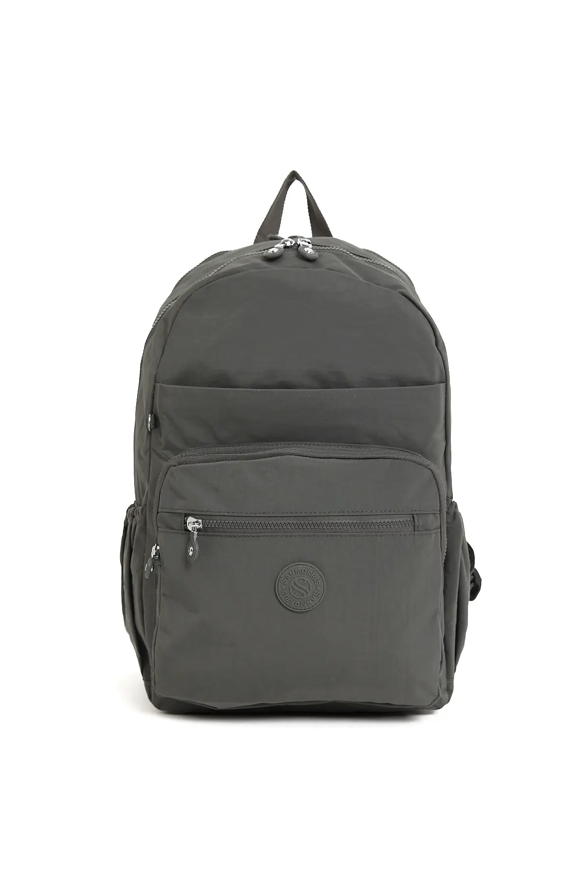 Unisex Suya Dayanıklı Büyük Boy Krinkıl Kumaş Çok Gözlü Koyu Gri Laptop Okul Ve Seyahat Sırt Çantası