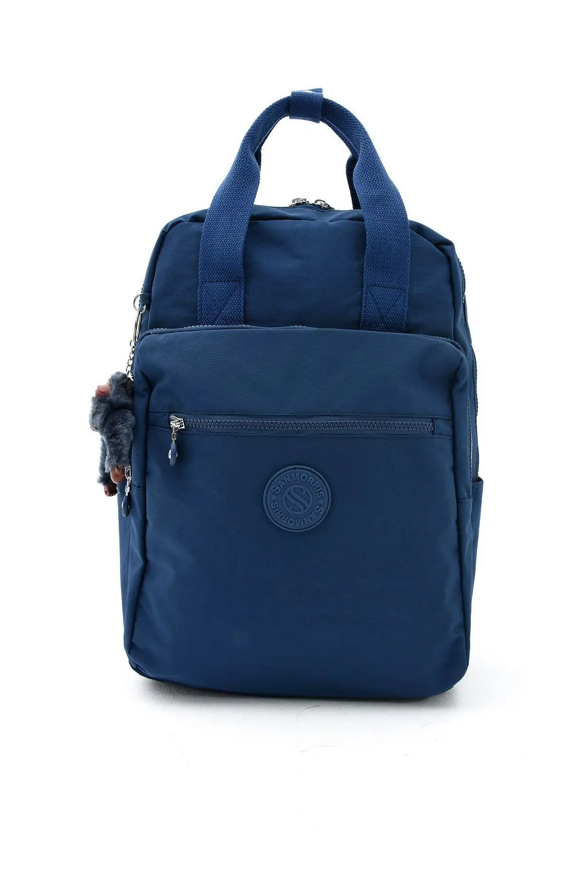 Unisex Suya Dayanıklı Krinkıl Kumaş Çok Gözlü Büyük Boy Lacivert Renkli Laptop Okul Ve Sırt Çantası