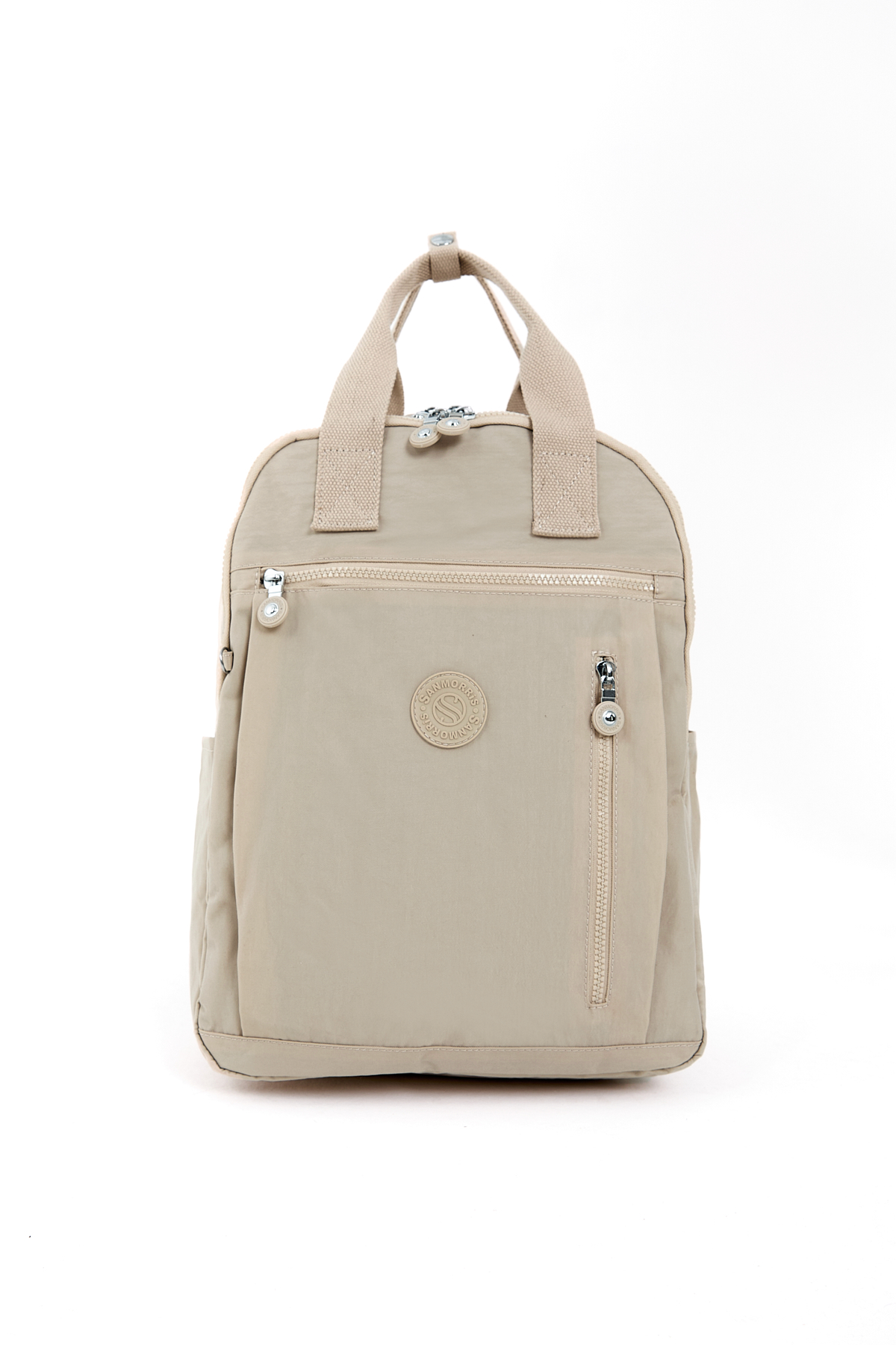 Unisex Suya Dayanıklı Krinkıl Kumaş Çok Gözlü Krem Laptop Okul Ve Sırt Çantası