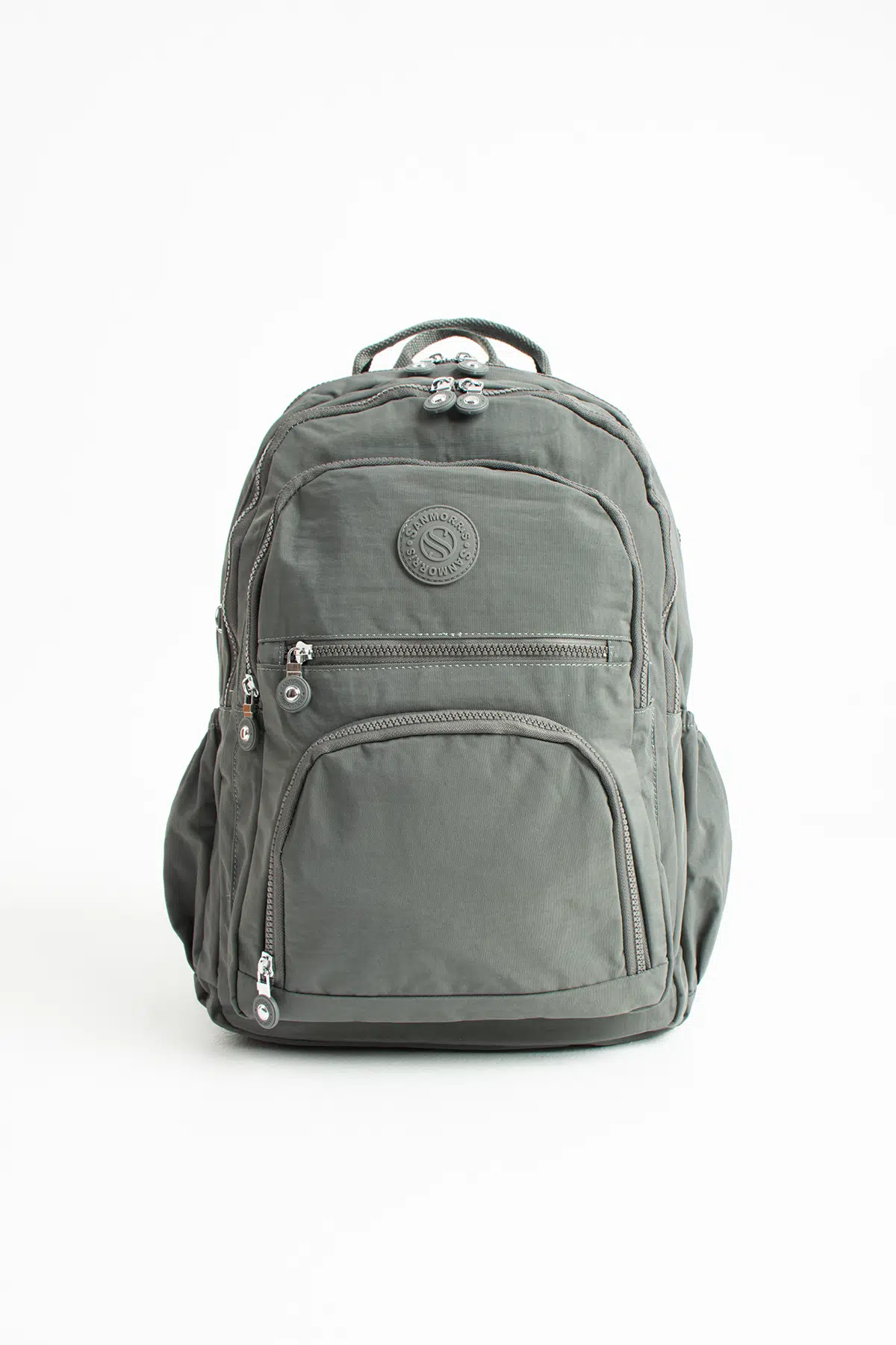 Unisex Suya Dayanıklı Krinkıl Kumaş Çok Gözlü Orta Boy Koyu Gri Renkli Laptop Okul Ve Sırt Çantası