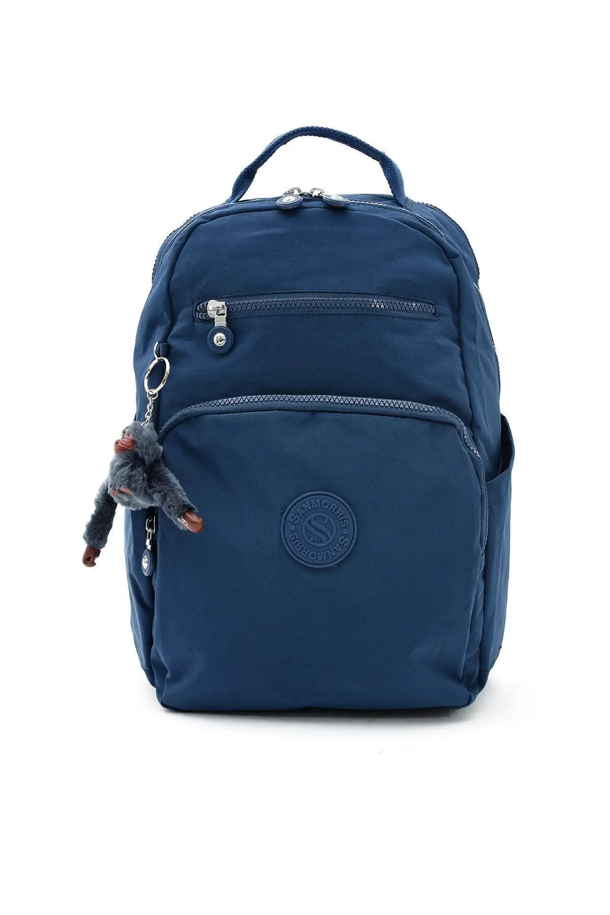 Unisex Suya Dayanıklı Krinkıl Kumaş Çok Gözlü Orta Boy Lacivert Renkli Laptop Okul Ve Sırt Çantası