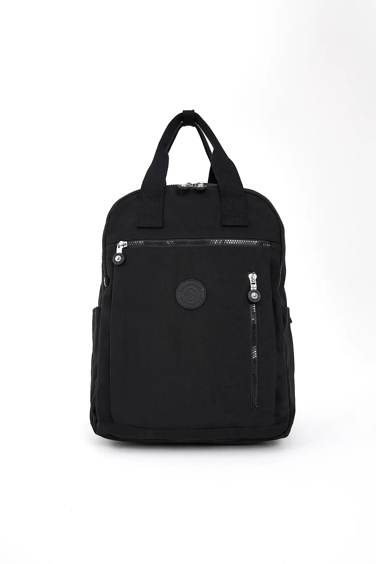 Unisex Suya Dayanıklı Krinkıl Kumaş Çok Gözlü Siyah Laptop Okul Ve Sırt Çantası