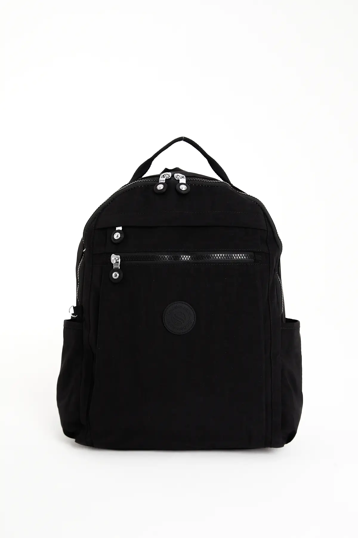 Unisex Suya Dayanıklı Krinkıl Kumaş Çok Gözlü Siyah Laptop Okul Ve Sırt Çantası