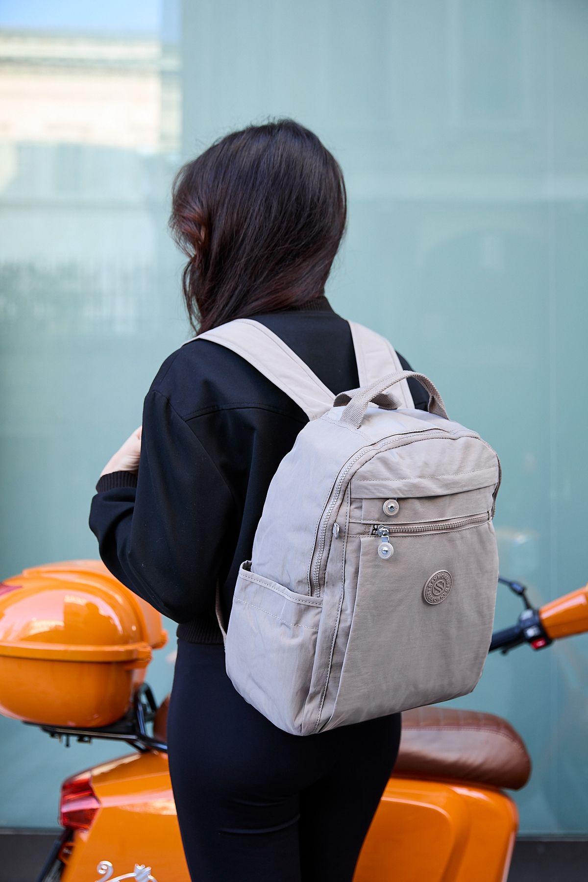Unisex Suya Dayanıklı Krinkıl Kumaş Çok Gözlü Vizon Laptop Okul Ve Sırt Çantası