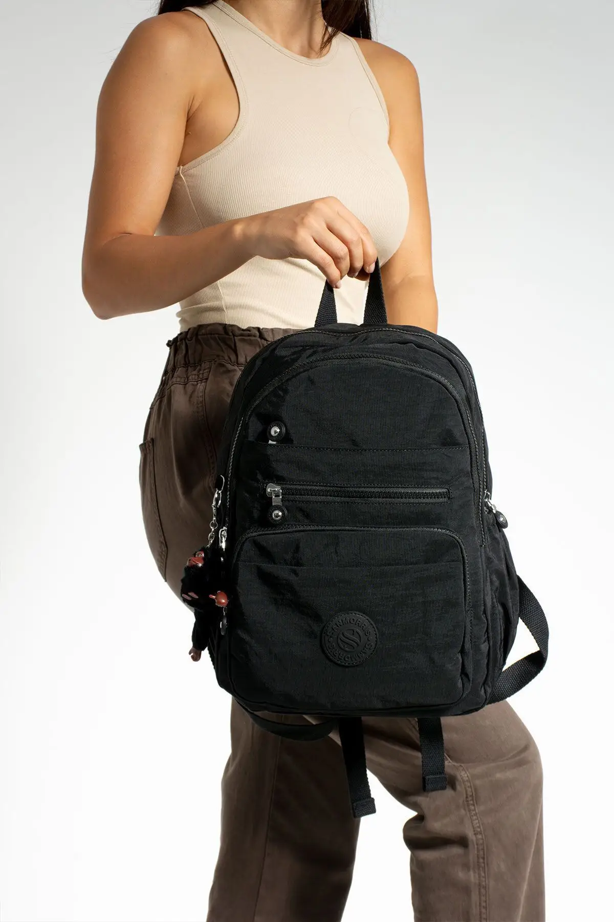 Unisex Suya Dayanıklı Kumaş Çok Gözlü Laptop Bölmeli Orta Boy Seyahat Ve Okul Çantası
