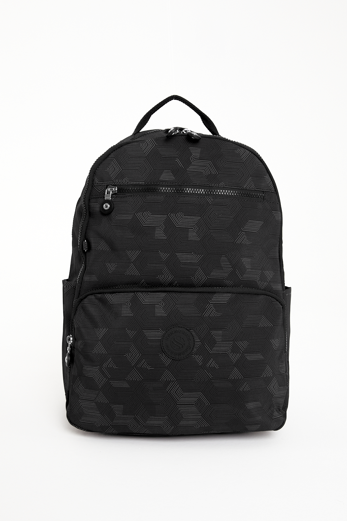 Unisex Suya Dayanıklı Orta Boy Krinkıl Kumaş Siyah Desenli Laptop Okul Ve Seyahat Sırt Çantası