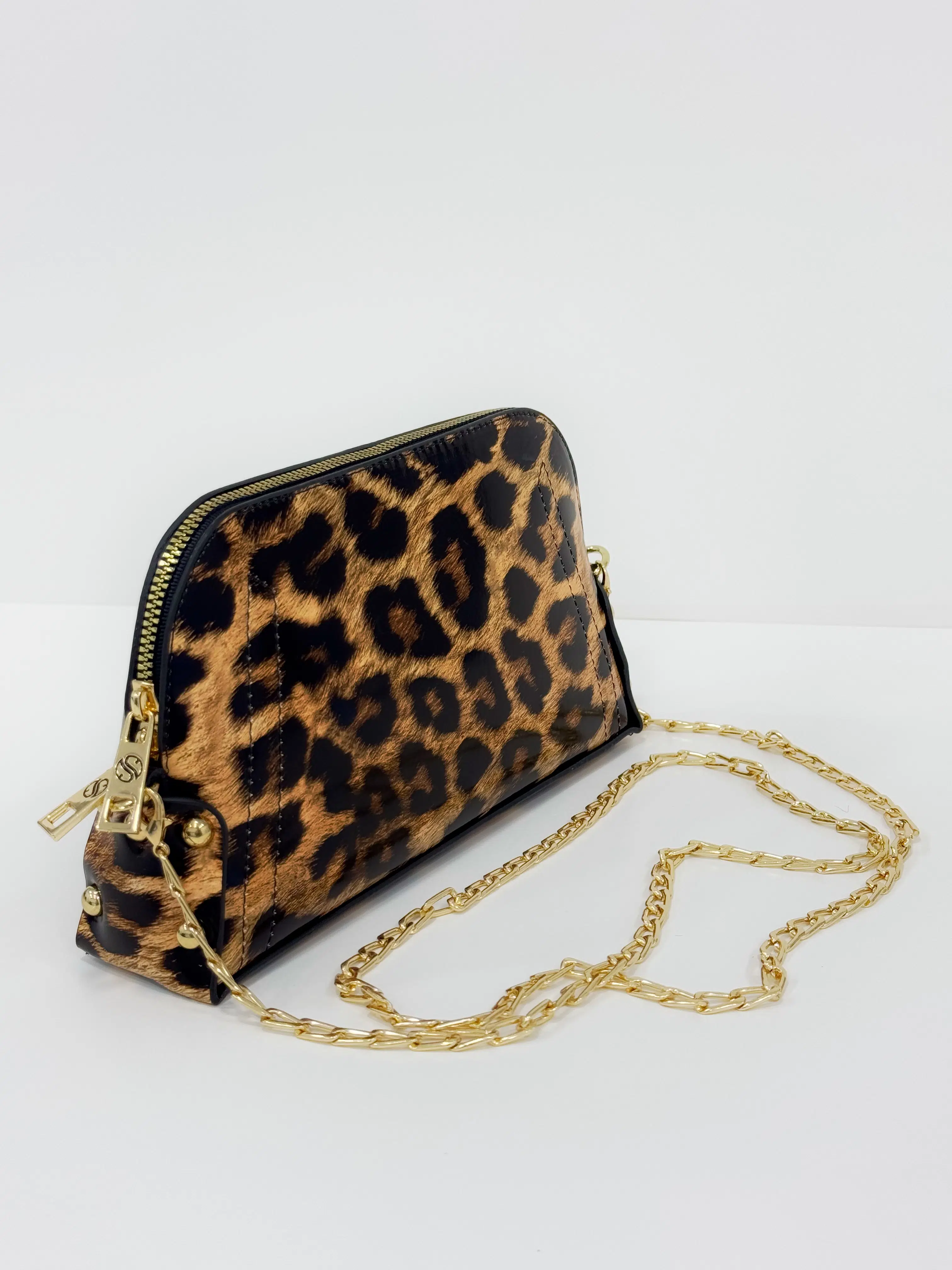 ZİNCİRLİ LEOPAR ÇAPRAZ OMUZ ASKILI EL ÇANTASI